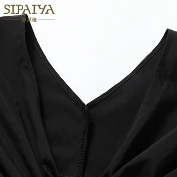 Naujosios Europos moterų atsitiktinis trumpas trumpas rankovėmis marškinėliai apykaklės, V slim frilled palaidinė