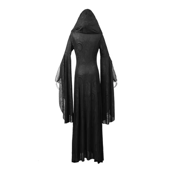Naujų moteris punk žakardo Helovinas dress Europa ilgai Gobtuvu Suknelė plonas 2016 paslaptingas Gotikos ragana kostiumai Vaidilutė apsiaustu
