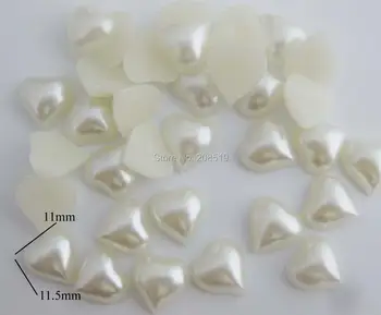 NBNLWO 11MM Širdies formos flatback ABS perlų mygtukai amatų ornamentu 200pcs 