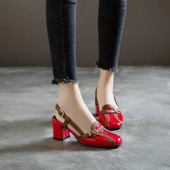 Negabaritinių 11 12 13 14 15 16 17 18 19 aukštakulniai sandalai moterims bateliai moteris vasarą ponios Grubus obcasie Baotou retro sandalai