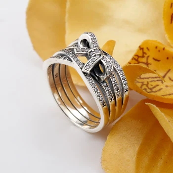 Nekilnojamojo 925 Sterlingas Sidabro Puikus Saldus Lankas Mazgas Žiedai Romantiška Moterų Dalyvavimas Vestuvių Fine Jewelry