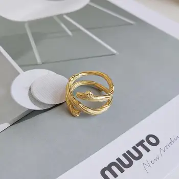 Nekilnojamojo 925 sterlingas sidabro šakelė multi-layer suvynioti žiedas aukso retro kūrybos žiedas moterims 925 sidabro mados bauda papuošalai, dovanos