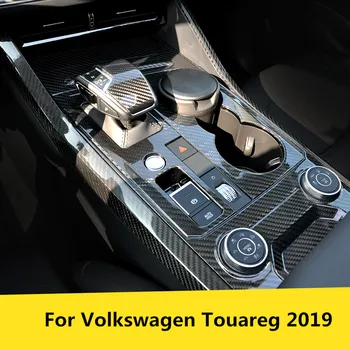 Nekilnojamojo Anglies Pluošto Pavarų Skydelio Dangtelį Shift Knob Lipdukas Liejimo Apdaila Volkswagen Touareg 2019 Stilius
