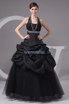Nemokamas pristatymas 2016 m. naujo dizaino plius dydis yra custommade spalva apynasrio nuotakos suknelė kristalų geros kokybės princesė juoda vestuvinė suknelė