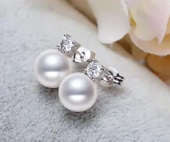 Nemokamas pristatymas >>>>noble jewelry žavinga 10-11mm gamtos turo pietų jūros white pearl auskarai 925s