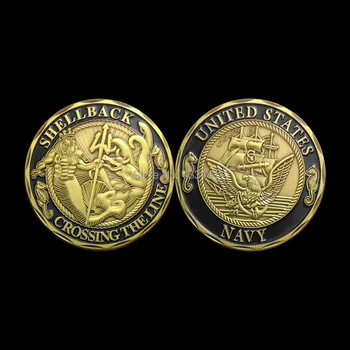 Nemokamas pristatymas U. S karinio jūrų laivyno Shellback liniją Amerikos karinio jūrų Laivyno MUMS iššūkis monetos su juoda spausdinti,Proginė Moneta DOVANA
