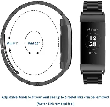 Nerūdijančio plieno dirželis Fitbit mokestis 3 juostos Pakeitimas apyrankė Charge3/Charge4 Išmaniųjų Laikrodžių Apyrankės Fitbit Mokestis 4 juostos