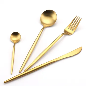 Nerūdijančio plieno portugalijos stalo įrankių rinkinys, šakutė ir šaukštas nustatyti, Šiaurės vakarų maisto juodojo aukso kepsnys, peilis ir šakutė šaukštas keturias