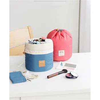 Nešiojamų Cilindro formos Dizainas Vandeniui Didelės talpos kosmetikos krepšys mergina kelionės nešiojamų apdailos makiažo priemonė organizatorius Rožinė