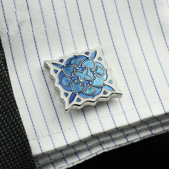 Papuošalai prancūzijos marškinėliai cufflink už mens Prekės dizaineris Rankogaliai nuorodą mėlyną Mygtuką vyrų Aukštos Kokybės Prabangių Vestuvių Nemokamas Pristatymas
