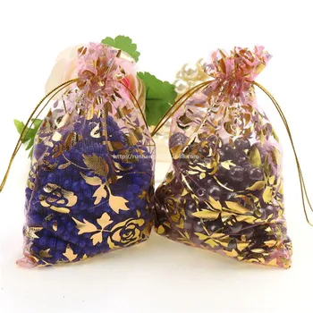 Papuošalų maišelis permatomas verpalų tinklelio elementai bronzos rose Eugen dovaną-saldainių maišelį dovanų pakavimo 50pcs 20 *30cm5ZSH337