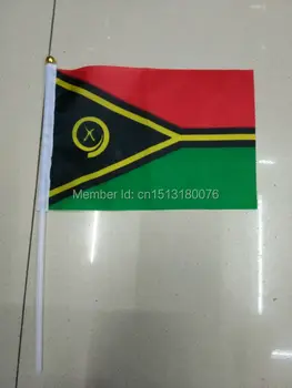 Pasaulio vėliavos su 14cm*21cm Vėliava, Vanuatu ranka mosuoja vėliava ant stiebo