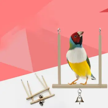 Paukščių Žaislai, Mediniai Swing Papūga Narve Kabo Ešeriai, Žaisti Žaislas Su Bell Pilka Papūga Kakadu Cockatiel Conure Lovebirds Naujas