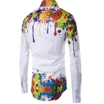 Pavasaris/vasara naujas vyrų mados korėjos peties splash rašalo spausdinti spalvotas 3D ilgomis rankovėmis atspausdintas marškinėliai CS9014