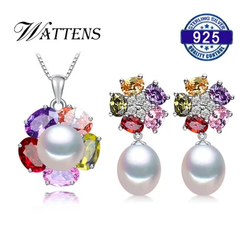 Pearl Juvelyrika nustatyti natūralių gėlavandenių perlų Karoliai pakabukas auskarai moterims, 925 sterlingas sidabro pakabukas auskarai Bohemijos 2019