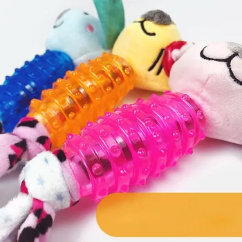 Pliušinis Animacinių Filmų Gyvūnų Lėlės Su Guminiais Kūno Molinis Stick Šunims Interaktyvus Pet Kramtyti Žaislas