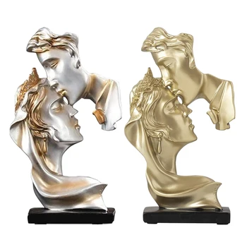 Porų Ornamentu Kolekcionavimas Dervos Statula su Kiss Formos Dizainas už Kambarį
