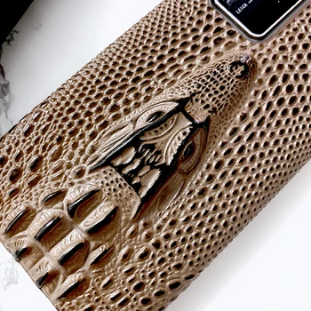 Prabanga 3D Crocodiel Originali karvės odos Odinis Telefono dėklas, Skirtas 