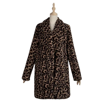 Prabanga Dirbtiniais Kailių Paltai Moterims Žiemos Mados Leopardas Spausdinti Viršutiniai drabužiai Šiltas ilgomis Rankovėmis Dirbtinio Kailio Striukė Pliušinis Drabužius DZA350