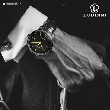 Prabangos Prekės ženklo Laikrodį LOBINNI Žiūrėti Vyrai Japonijoje Miyota Auto Mechaninė Judėjimo vyriški Laikrodžiai Sapphire atsparus Vandeniui relogio L12035-3