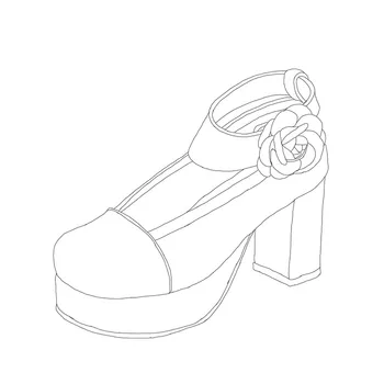 Princesė saldus lolita batai Pločio juosta paprastas gėlių nėrinių išskaptuotas ir Lolita batai Grynoji medžiaga ir aukšto kulno batai pu9860