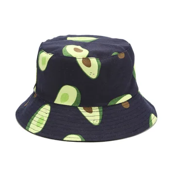 Printe vaisių žvejys skrybėlę moterims Vasaros gatvės hipster kelionės skrybėlę Kibirą kepurės Mergaitėms, Hip-Hop kepurės