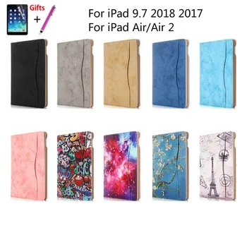 PU Odos Atveju iPad Oro 1 2 Priekiniai Stand case For iPad 9.7 2017 2018 A1822 A1893 Padengti Funda su Dirželis + Dovanos
