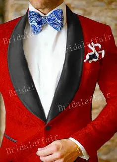 Puikus Naujas Dizainas Jaunikis Tuxedos Raudona Žakardo Švarkas Vyrams Kostiumu, Vestuvių Prom Mens Kostiumai Slim Fit 2vnt (Striuke+Juodos Kelnes)