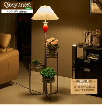 Qiseyuncai 2018 m. Amerikiečių gyvenimo kambario grindų lempos idėjų Gėlių stovas Modernus miegamojo grindų lempos