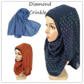 R12, 10vnt Diamond Klostytas hijab Raukšlių šalikas Burbulas medvilnės, viskozės šalikas Vingiuoti Paprastas Šalikas musulmonų Galvos Hijab Šalikas