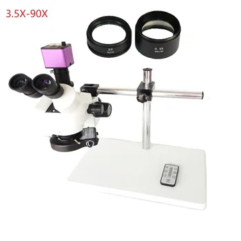 Rankos paramą 3,5 X-90X Simul Židinio Trinokulinis Stereo Mikroskopas 16MP HDMI Mikroskopas USB Telefono Kamera Plokštė Remonto įrankiai