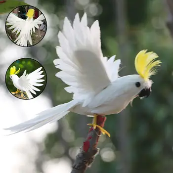 Realiame Gyvenime Paukščių Baltos Plunksnos Parrot Modelį, Apie Plinta Gyvas Žaislas, Kakadu, Vaikams, Dovanų Sodo Puošmena Gyvūnų Prop I3B3