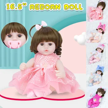 Reborn Baby Doll Tikroviška Lėlė su Keičiamomis Suknelė AR Mielas Triušis Rožinis Meškiukas Pliušinis Žaislas Vaikas Merginos Gimtadienio Dovana Bamblys Žaislas