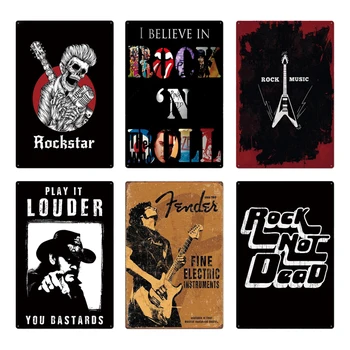 Rock & Roll Alavo Pasirašyti Derliaus Metalo Apnašas Plakatas Sienų Dekoras Baras Pub Muzikos Klubas Vyras Urvas Geležies