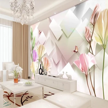 Romantiškas ir madingi gėlių 3D TV foną, sienų tapyba