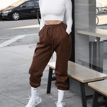 Rudens Žiemos Poilsiu Moterų Vientisos Spalvos Prarasti Sweatpants 2020 Streetwear Atsitiktinis Hip-Hop Jogger Kelnes Streetwear Balta Ruda