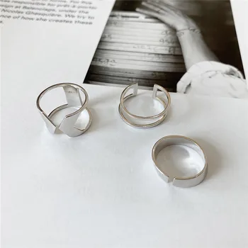 RUIYI Nekilnojamojo 925 Sterlingas Sidabro prancūzų Stiliaus Moteris Minimalistinio Žiedų Plotis Rodyklių Dvigubas Ratas Žiedai Moterų Vestuvių Fine Jewelry