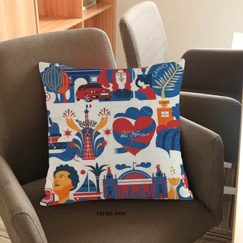 Rusija iliustracija pagalvėlė padengti Pagalvės, patalynė POLO kelionių Europos illustrator Iv Orlovas darbai Namuose, sofos Dekoravimas dekoratyvinės pagalvėlės dangtis