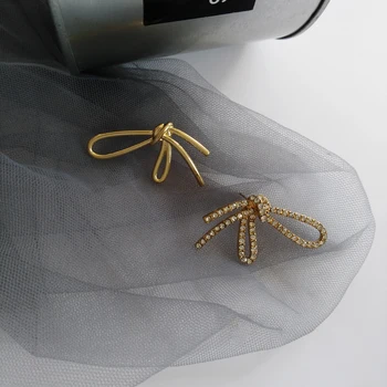 S925 adata ins paprasta vėjo Auskarai moterų kūrybos lankas mazgas mazgas Auskarai inkrustacijos su super pasakų ausų papuošalai