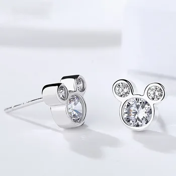 S925 sterlingas sidabro juvelyriniai dirbiniai moterų ir vyrų korėjos mados Mickey Mouse Auskarai vieno gręžimo stud