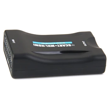 SCART HDMI 720p, 1080p 60Hz HD Video Converter Scaler Lauke + USB Kabelis, Juodos spalvos