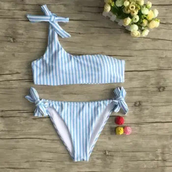 Seksualus, Moterų Vienos Pečių Push up Bikinis Plius dydis Maudymosi dviejų dalių maudymosi kostiumėliai