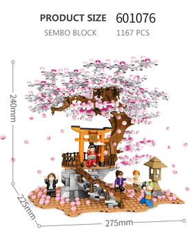 SEMBO Modeliavimas Ornamentu Pusė Kalnų Vyšnių Žiedų Medžio Scenos Modelį Švietimo Blokai Žaislai Vaikams 601076