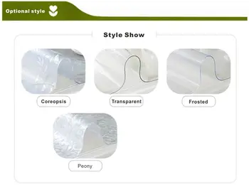 Skaidri minkšta stiklo staltiesė chrizantemų modelis skaidrias buitinių vandeniui atspari staltiesė PVC lentelės kilimėlis crystal valdyba