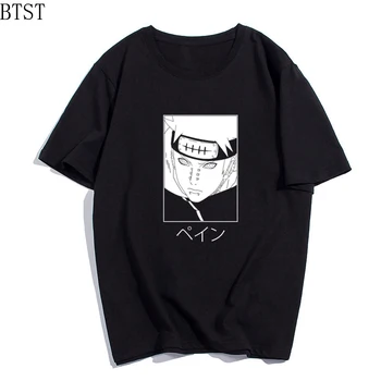 Skausmas Naruto Vyrų Unisex Marškinėlius Gotikos Estetika Hip-Hop T-Shirt Streetwear Harajuku Negabaritinių Animacinių Filmų Marškinėliai
