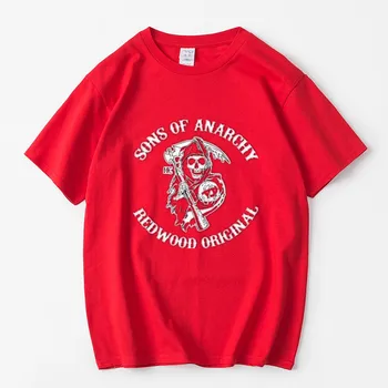 Sons of anarchy vaikas Mados SAMCRO Print T-Shirt Vyrai/moterys Mados Hip-Hop trumpas rankovės Medvilnės Atsitiktinis Mens Tee Marškinėliai