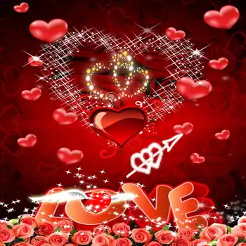 Sparkly Širdies Formos Meilės Rožių Valentino Diena backdrops poliesterio arba Vinilo audiniu Kompiuteris spausdinti šalis Fonas