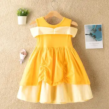 Sprogimo modeliai geltona mergaitės moterų vaikų dėvėti vasarą vest kovoti spalva princesė suknelė
