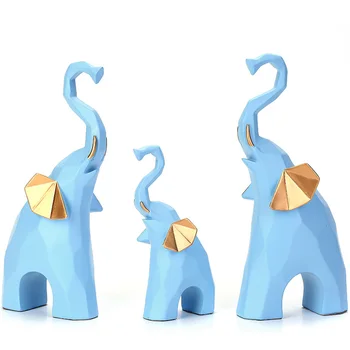 Strongwell Gyvūnų Figūrėlės Spalvotų Geometrinių Trijų Dramblių Ornamentai, Skulptūros & Statula Namų Puošybai Artware Dovanos