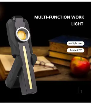 Studyset Įkraunamas LED+COB Darbą Šviesos Nešiojamų Magnetiniai Veidrodėliai USB Įkrovimą, Kišeninis Žibintuvėlis